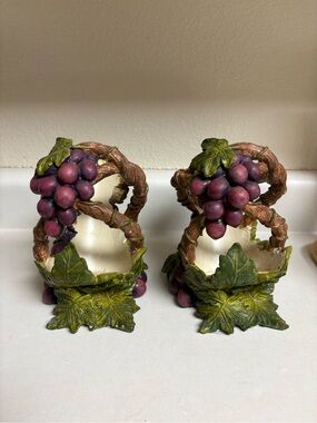 Decorative Grape Vine Ceramic Napkin Holders - Purple
